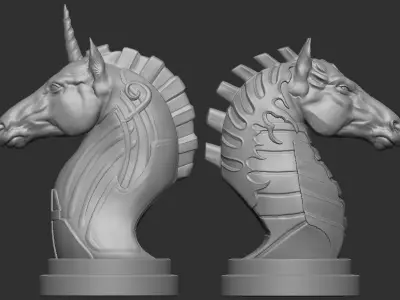 Two Original 3D-Printed Chess Knight Designs 3D print model