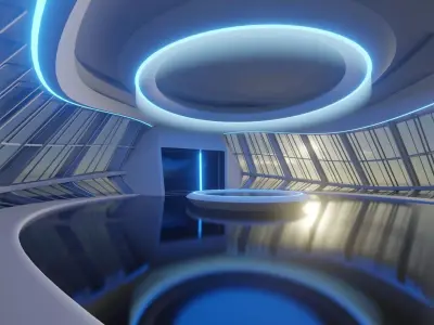Sci Fi Exhibition Hall Interior with real world scale 3 3D model