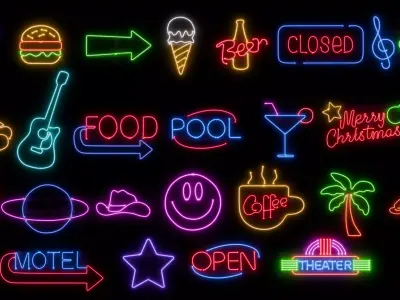 Neon Signs Asset Pack 3D model