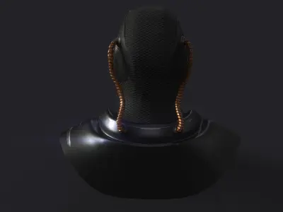 Armor futuristic robot head Low-poly 3D model