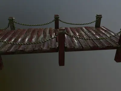 wooden pier  Low-poly 3D model