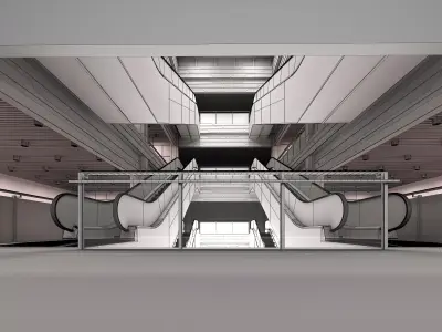 Shopping Mall interior Low-poly 3D model