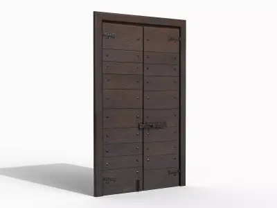 Wooden door 4 Low-poly 3D model