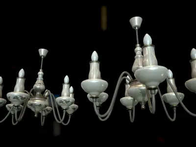  Retro Chandelier Low-poly 3D model