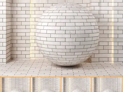 4K  Brick Wall Textures - 5 White  Patterns - Seamless PBR  Texture