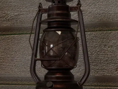 Old Vintage Lantern Low-poly 3D model