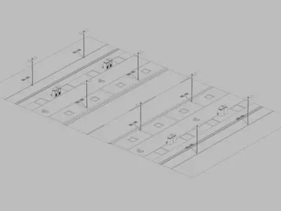 Asian urban road unit Low-poly 3D model