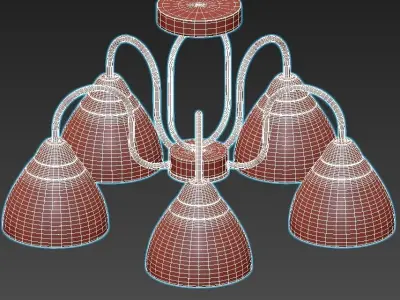 alfa-324017305 five light chandelier with gold and glass shades 3D model