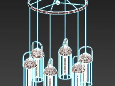 anemon-5062-206-b0047361 pendant light with six metal cages h... 3D model