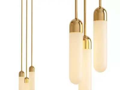 Champagne Gold LED Multi Light Pendant 3D model