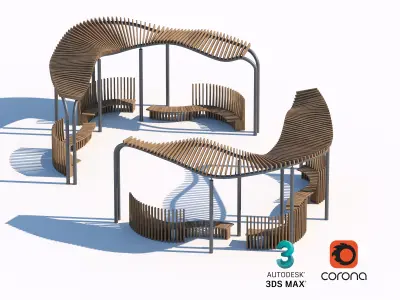 Innovative Wooden Play and Relaxation Structures for Parks 3D model