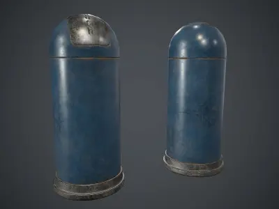 Metal Street Trash Can PBR Game Ready Low-poly 3D model
