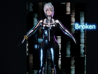 Black Cat or Robber Realistic Female I Low Poly I UE Game Ready Low-poly 3D model