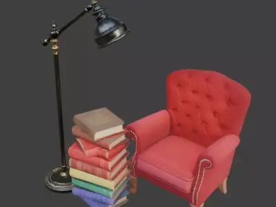 Tiny Library Corner 3D Model v02 Low-poly 3D model
