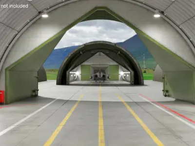  Hardened Aircraft Shelter with Fighter Jet Inside 
