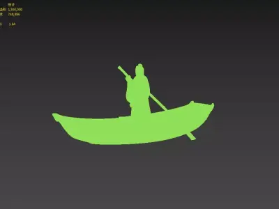 Chinese scene with light boat scholar 3D model