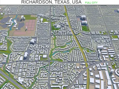 Richardson Texas USA 25km Low-poly 3D model