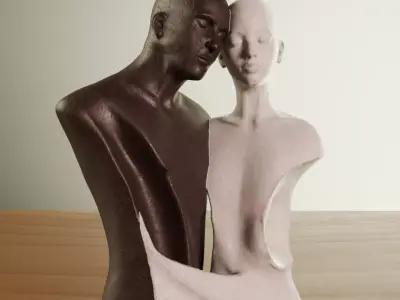 Romantic Dual Figure Sculpture 3D model