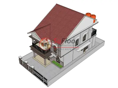 House 11x22m code 496- Sketchup 3D model 3D model 3D model