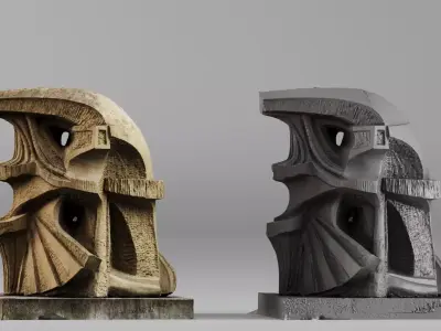 001702 Arkbutans Sails Shell Limestone Architectural Sculpture 3D print model