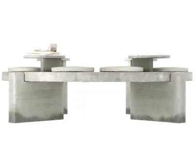 Round concrete bench for street cafe 3D model