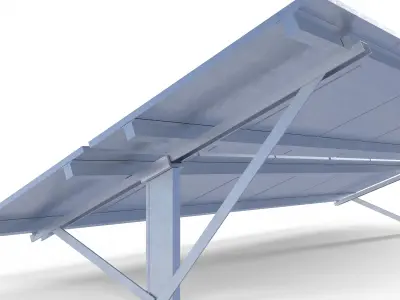 Solar Panel on Rack Low-poly 3D model