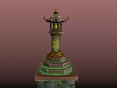 Japanese Lantern gameready stylized Low-poly 3D model