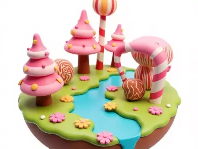 CandyLand Fantasy 3D Wonderland Low-poly 3D model