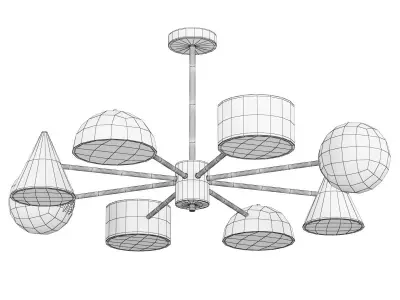Modern Red Geometric Chandelier with White Glass 3D model