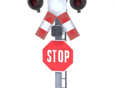 Rail Crossing Traffic Light Weathered 4 3D model