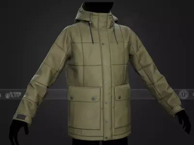 Light Green Winter Jacket Style 1 Low-poly 3D model