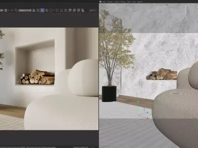 Cozy Minimalist Japandi Living Room Interior 3D model