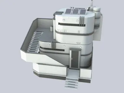Scifi house Low-poly 3D model shop