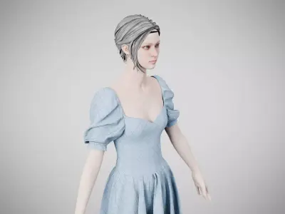 Dress 09 Light Blue Low-poly 3D model