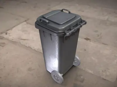 Black Plastic Waste Bin 120 Liters 945x393x480 Low-poly 3D model