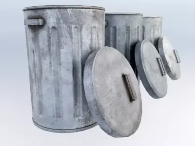 Trash Can Low-poly 3D model