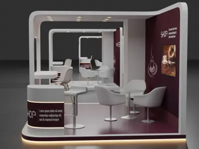 three  dimension 3d  food stall together 3D model