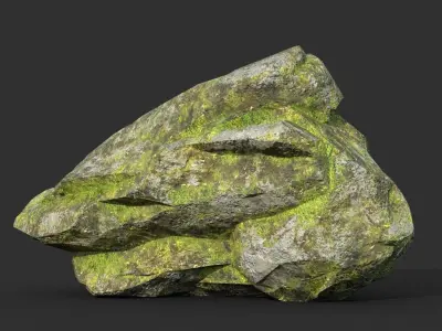Low poly Mossy Rock Formation Pack 191221 Low-poly 3D model