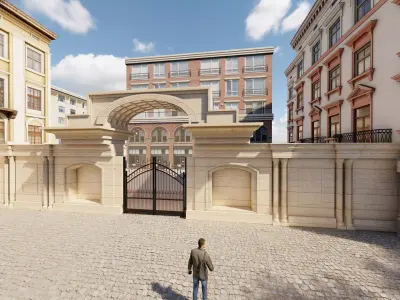 Classic stone facade-Building Classic Facade Element 3D model 3D model