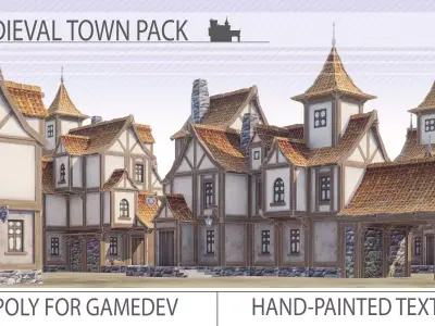 Low-poly medieval houses Low-poly 3D model