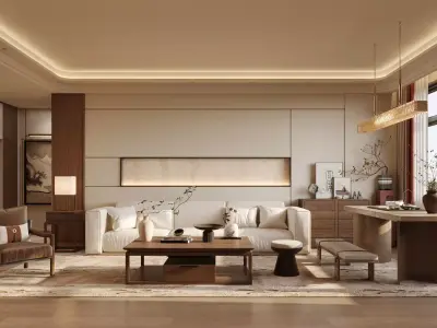 Chinese Song - style living and dining room 3D model