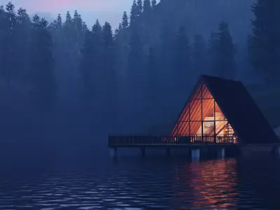 A FRAME LAKE HOUSE  3D model