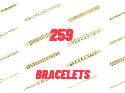 259 Chain Type Bracelets Mega Pack 3dm stl renders gemmap 