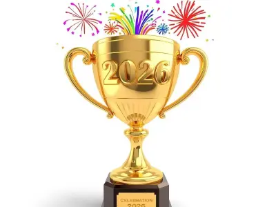 Stylized 3D 2026 Celebration Trophy Low-poly 3D model
