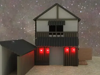 Japanese house Low-poly 3D model
