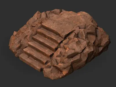 stairs stone 04 Low-poly 3D model