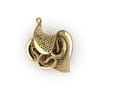 pendant26 gold leaf pendant 3D print model