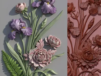 floral relief sculptu 4 3D model