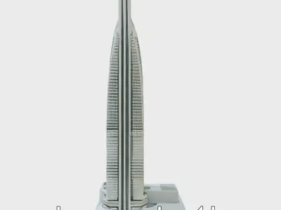 Futuristic Skyscraper Architectural Model Low-poly 3D model