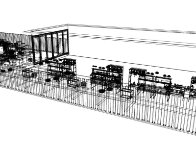 Landscape Showroom with Pots Plants and Pathway 3D model